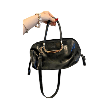 Black leather handbag