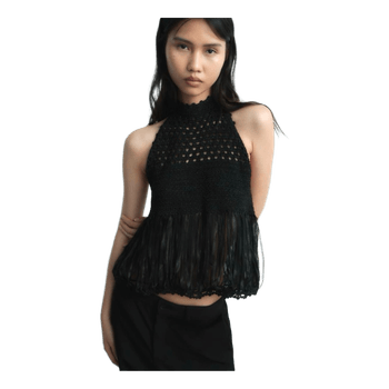 Black crochet sleeveless top