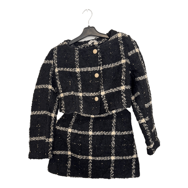 Black plaid tweed set