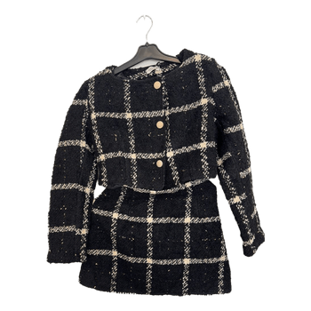 Black plaid tweed set