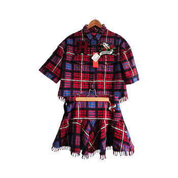 TOMMY HILFIGER tartan wool alpaca set