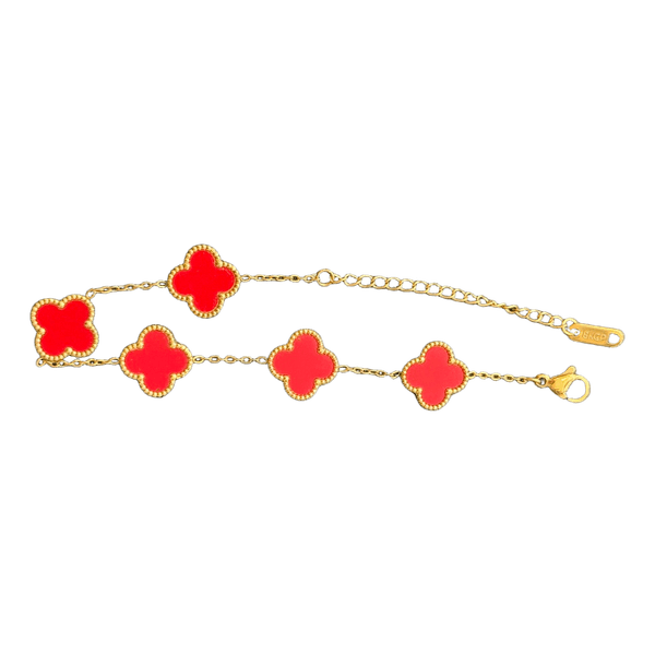 Red clover gold bracelet