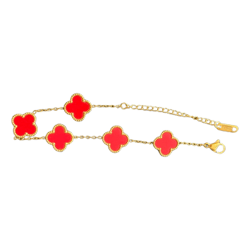 Red clover gold bracelet