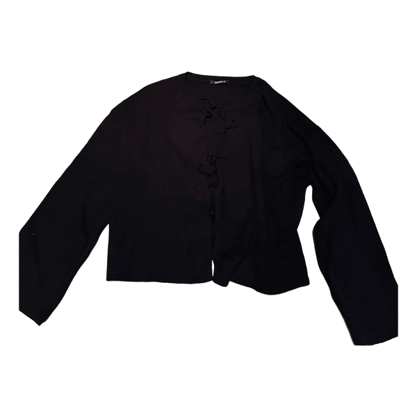 Sort cardigan med bindebånd