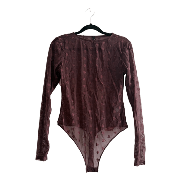 Brown heart print bodysuit