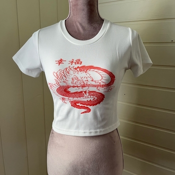 Dragon print cropped t shirt