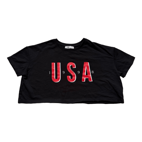 Black USA crop t-shirt