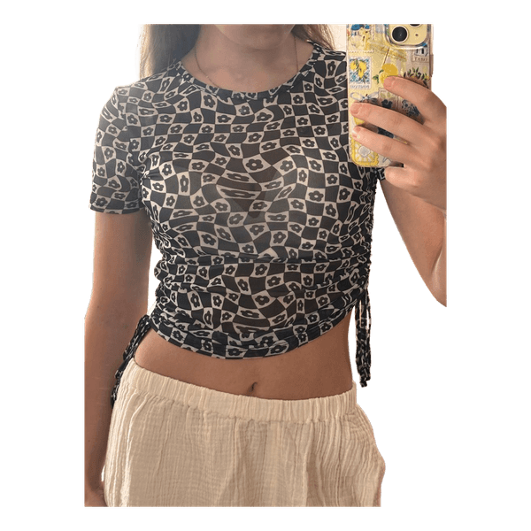 Black mesh crop top
