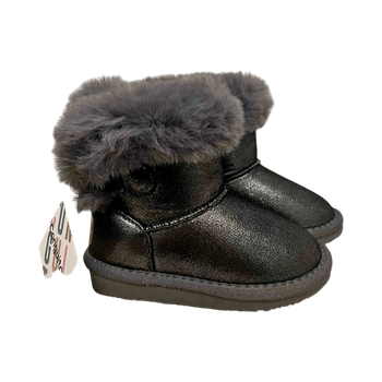 Black fur-lined ankle boots