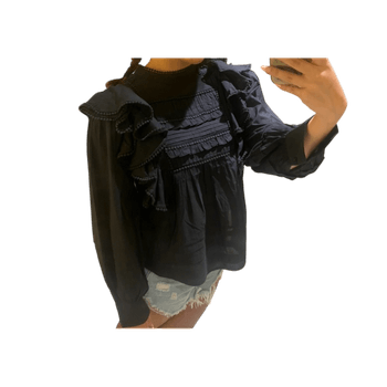 Ruffled long-sleeve blouse