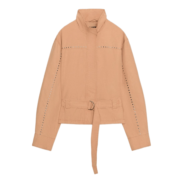 Beige jakke med bælte