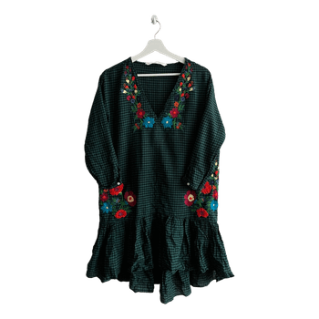 Zara embroidered gingham dress