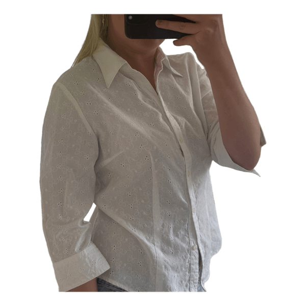White eyelet embroidered shirt
