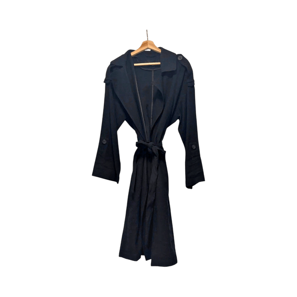 Tummansininen pitkä trench coat