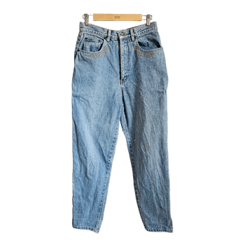 Vintage Y2K embroidered high waist mom jeans denim M/L retro 90s streetwear skater grunge indie