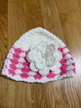 Crochet flower baby hat