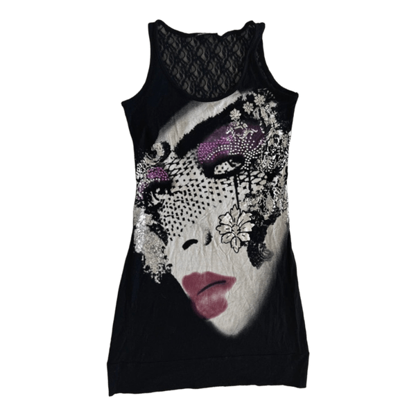 Black graphic tank top