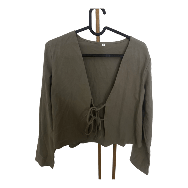 Khaki tie front top