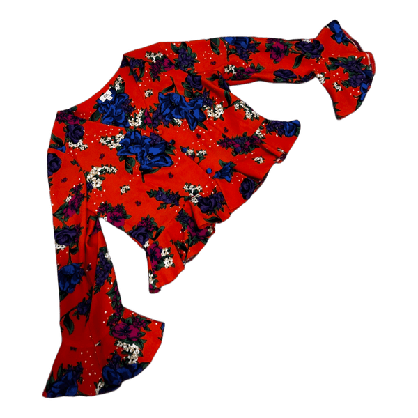 Red floral print blouse