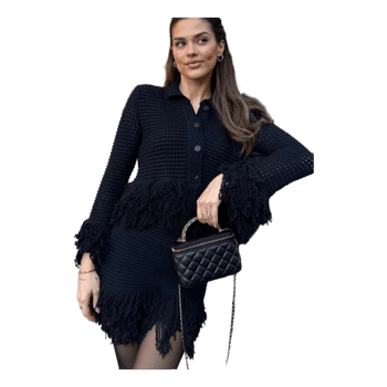 Zara Navy fringe knit set