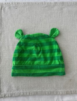 Green striped baby hat