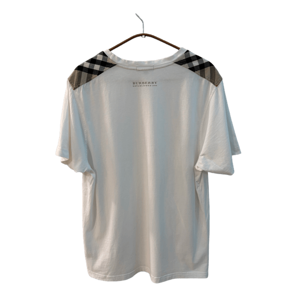 Burberry London Men’s White Check Shoulder T-Shirt XL