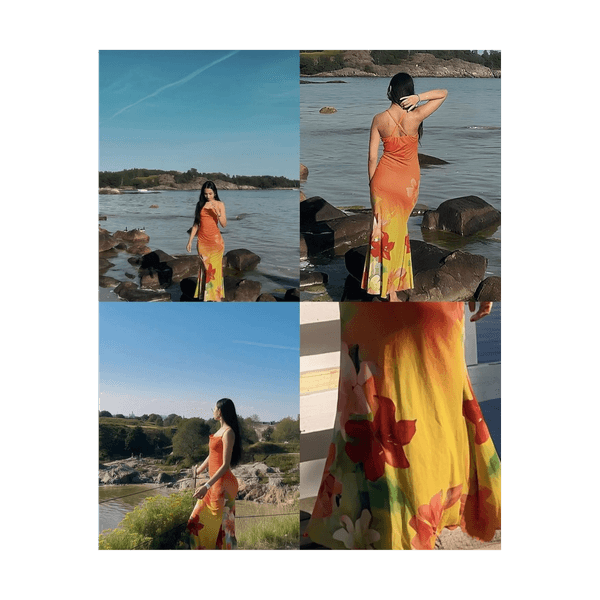 Orange floral maxi dress