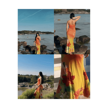 Orange floral maxi dress