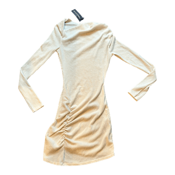 Cream ribbed mini dress