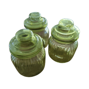 vihreät lasipurkit 3 kpl