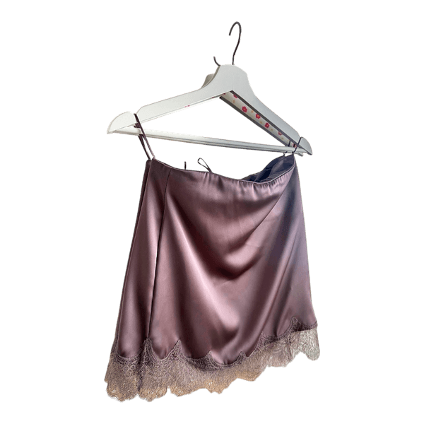 Purple satin lace skirt