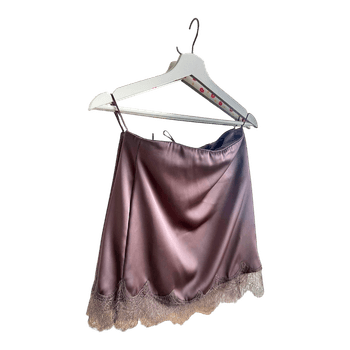 Purple satin lace skirt