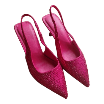Pink embellished slingback heels