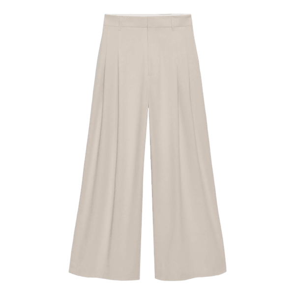 Beige wide-leg trousers