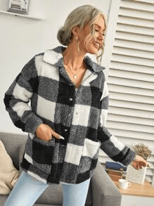 Button Front Gingham Coat