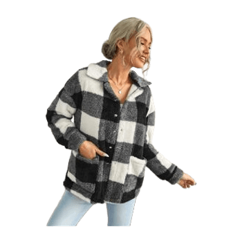 Button Front Gingham Coat