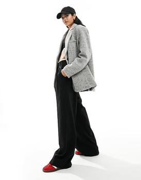 Grey textured boucle blazer