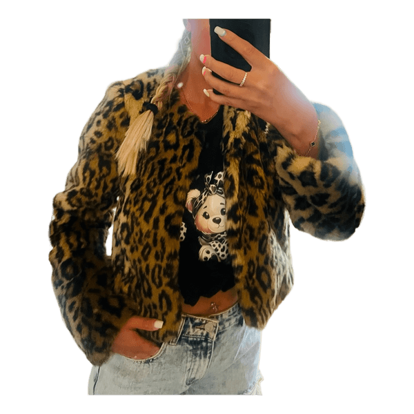 Leopardo rašto kailinė striukė