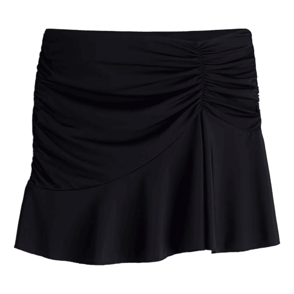 Black ruched mini skirt