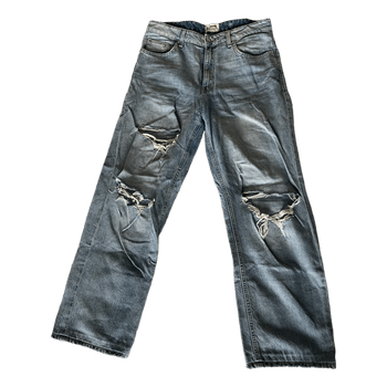 Blue ripped wide leg jeans