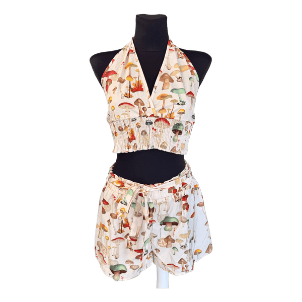 Mushroom print halter set
