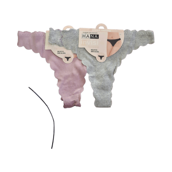 Pink and grey thong set