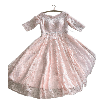 Pink lace midi dress