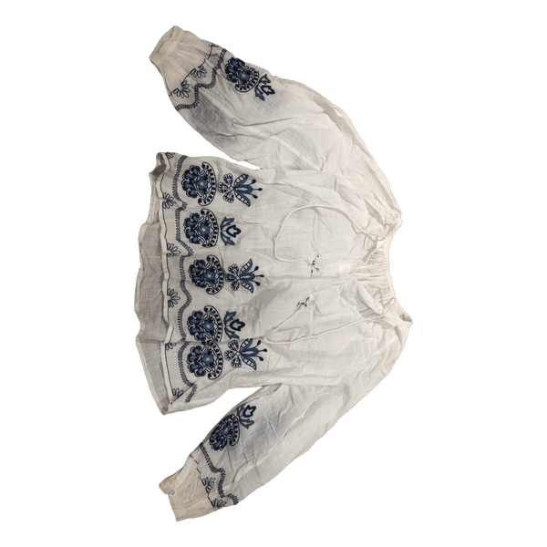 Hvid broderet bluse