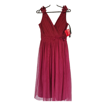 Burgundy midi tulle dress