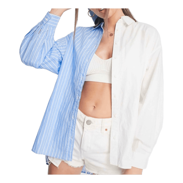 Stribet tofarvet oversize skjorte