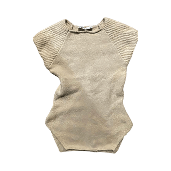 Beige knitted short sleeve top