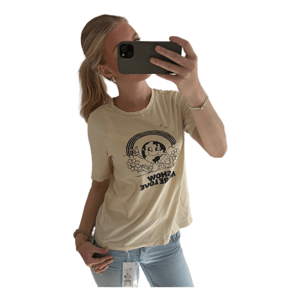 Beige t-shirt med tryck