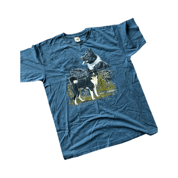 Sininen koira printti t-paita