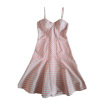 Versace red striped lilac summer dress in cotton 